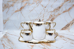 6 Pieces  Tea Set With (Design) Tray