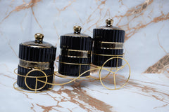 3 Pieces Jar Set with (Black) Stand