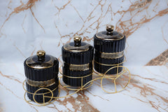 3 Pieces Jar Set with (Black) Stand