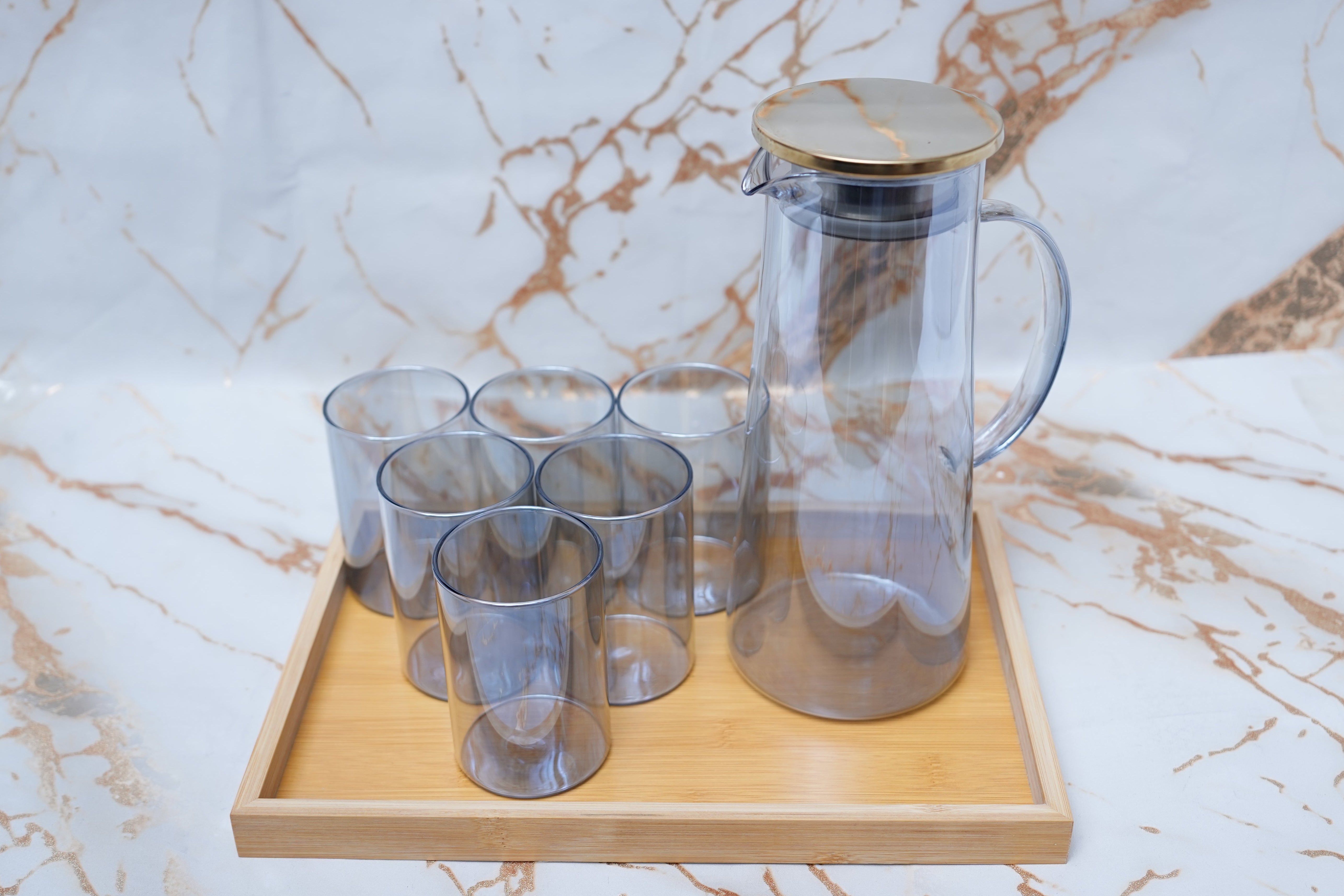 Water Set 7 Pieces  Plus Wooden Tray