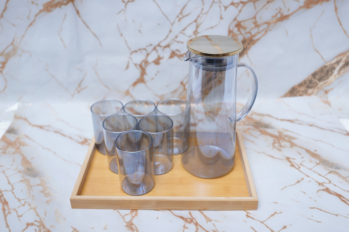 Water Set 7 Pieces  Plus Wooden Tray